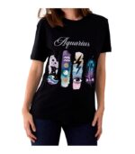 Aquarius Zodiac Tshirt for women - Black | Carry Your Cosmic Energy