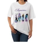 Aquarius Zodiac Tshirt for women - White | Carry Your Cosmic Energy