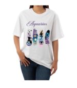 Aquarius Zodiac Tshirt for women - White | Carry Your Cosmic Energy